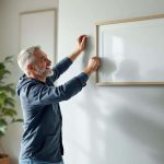 Il accroche son tableau droit du premier coup grâce à cette astuce toute bête (sans niveau à bulle)