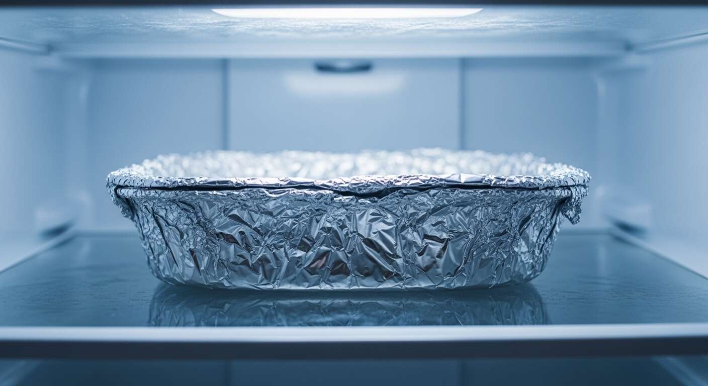 Congélateur givré : l&rsquo;astuce simple avec du papier aluminium pour retirer la glace rapidement