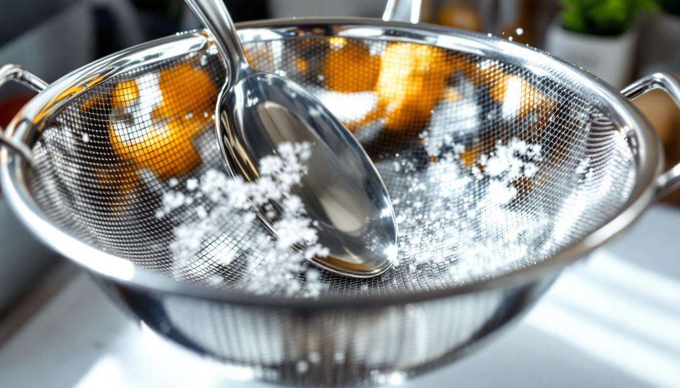 Cette astuce simple avec une cuillère facilite considérablement le nettoyage d&rsquo;une passoire à mailles fines.