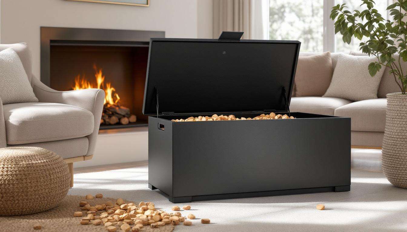 Fini de transporter péniblement chaque semaine vos sacs de pellets au salon avec ce coffre de rangement design et ultra-pratique qui facilite la vie