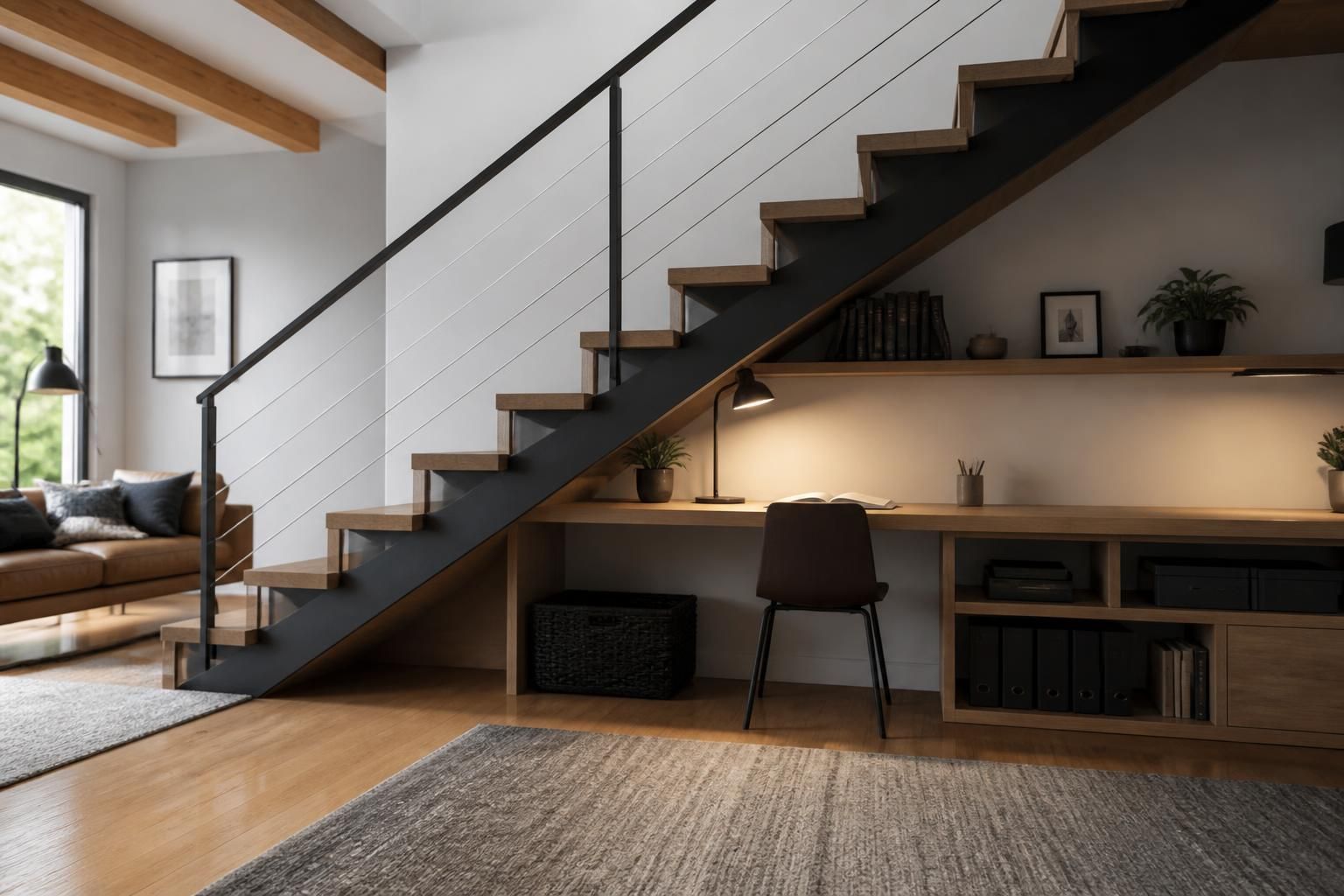 Aménager sous un escalier ouvert : 12 idées pratiques