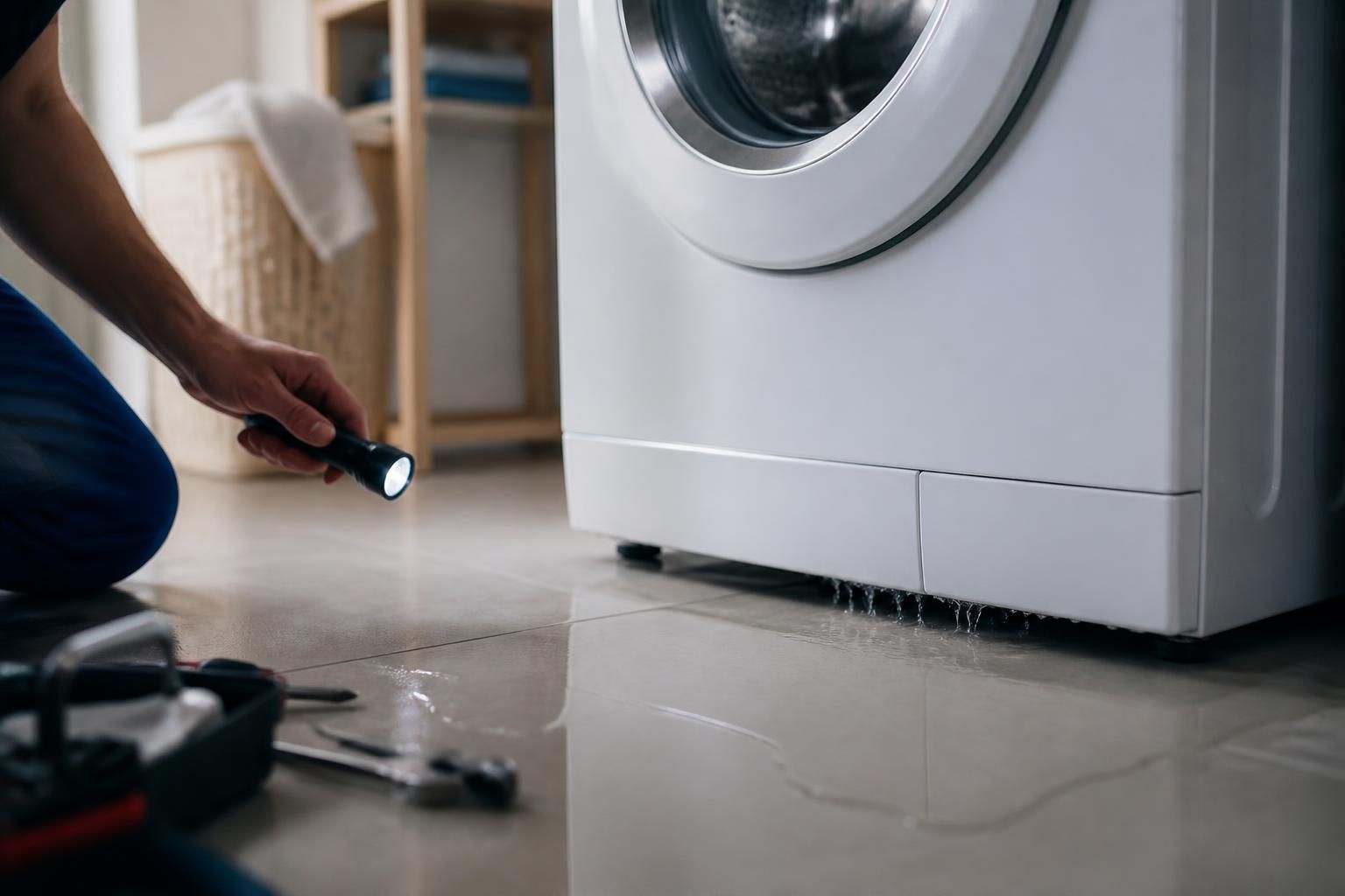 Votre machine à laver fuit par le bas : causes et solutions