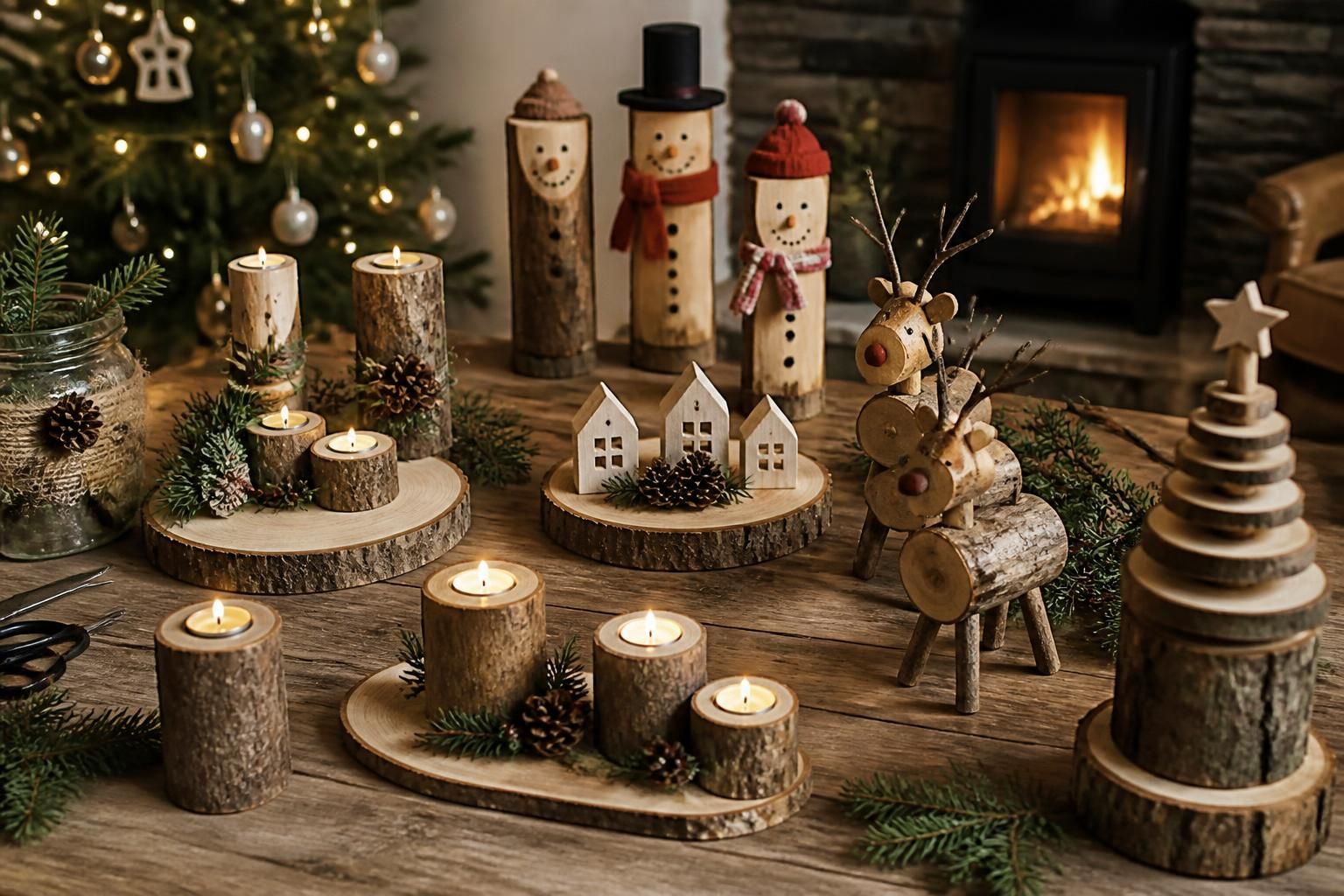 Que faire avec des rondins de bois pour Noël ? 15 idées DIY